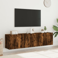 Produktbild för Väggmonterad tv-bänk 2 st rökfärgad ek 80x30x41 cm