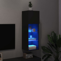 Miniatyr av produktbild för Tv-skåp med LED-belysning svart 30,5x30x90 cm