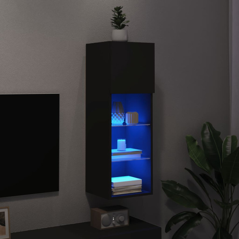 Produktbild för Tv-skåp med LED-belysning svart 30,5x30x90 cm