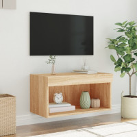 Produktbild för TV-bänk med LED-belysning sonoma-ek 60x30x30 cm