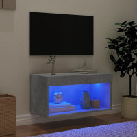 Miniatyr av produktbild för TV-bänk med LED-belysning betonggrå 60x30x30 cm