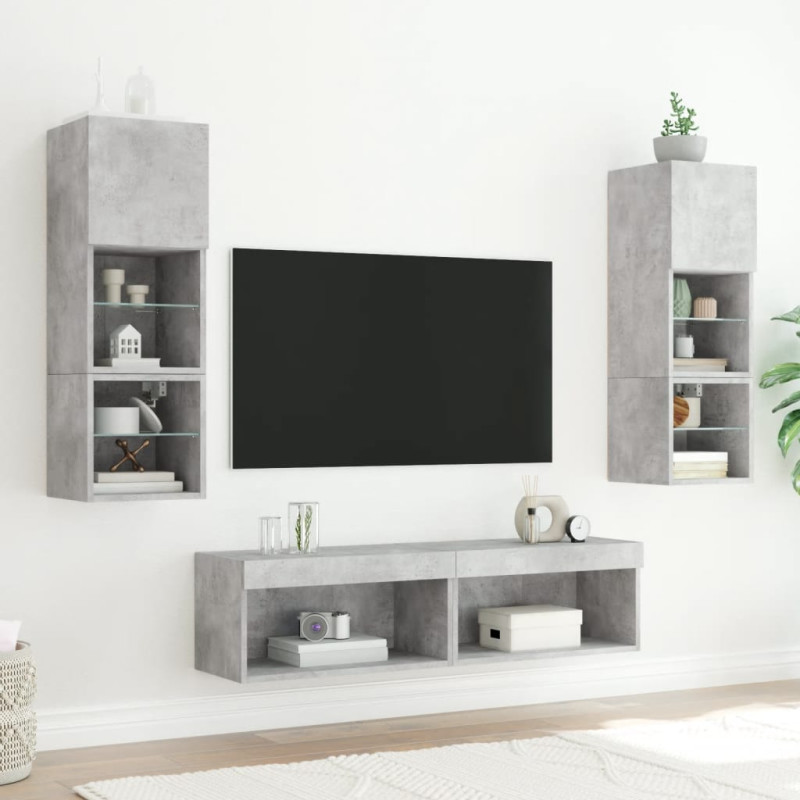 Produktbild för TV-bänk med LED-belysning betonggrå 60x30x30 cm
