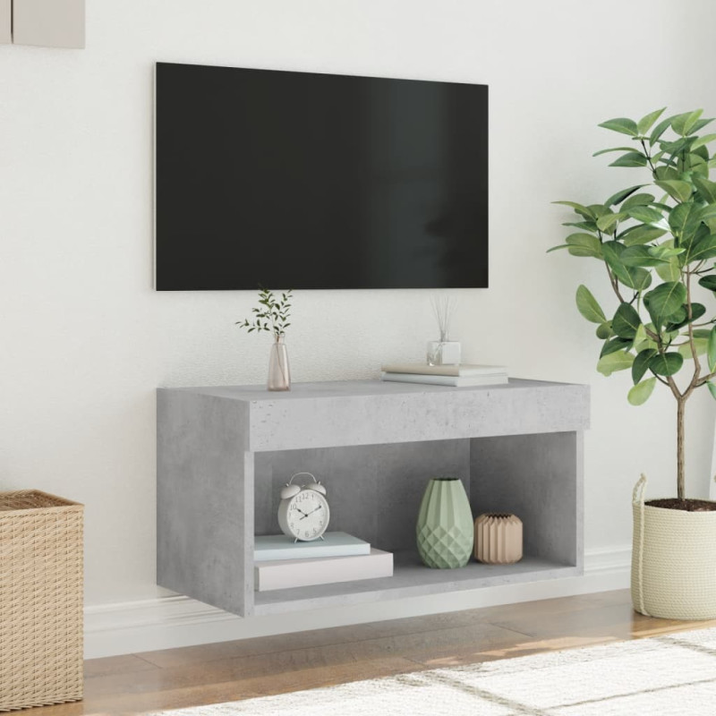 Produktbild för TV-bänk med LED-belysning betonggrå 60x30x30 cm