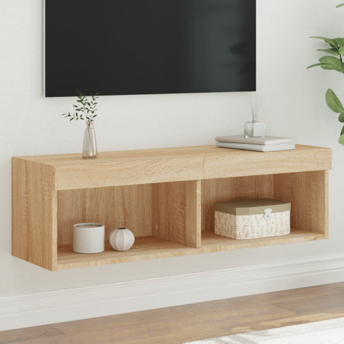 vidaXL Tv-bänk med LED-belysning sonoma-ek 100x30x30 cm - Tv-Bänkar