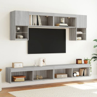 Produktbild för TV-bänk med LED-belysning grå sonama 100x30x30 cm