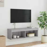 Produktbild för TV-bänk med LED-belysning grå sonama 100x30x30 cm