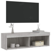 Produktbild för TV-bänk med LED-belysning grå sonama 100x30x30 cm