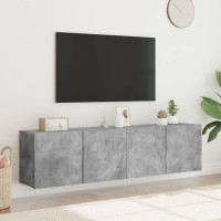 Produktbild för Väggmonterad tv-bänk 2 st betonggrå 80x30x41 cm