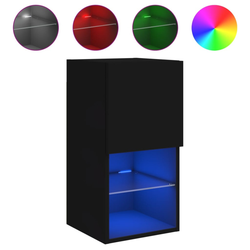 Produktbild för Tv-bänk med LED-belysning 2 st svart 30,5x30x60 cm