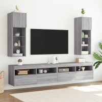 Produktbild för TV-bänk med LED-belysning grå sonoma 30,5x30x90 cm