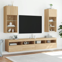 Produktbild för Tv-bänk med LED-belysning sonoma-ek 40,5x30x90 cm