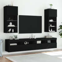 Produktbild för Tv-bänk med LED-belysning svart 40,5x30x90 cm