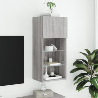Produktbild för Tv-bänk med LED-belysning grå sonoma 40,5x30x90 cm