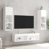 Produktbild för Tv-bänk med LED-belysning 2 st vit 60x30x30 cm