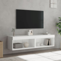 Produktbild för Tv-bänk med LED-belysning 2 st vit 60x30x30 cm