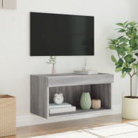 Produktbild för Tv-bänk med LED-belysning grå sonoma 60x30x30 cm
