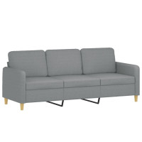 Produktbild för 3-sitssoffa med fotpall ljusgrå 180 cm tyg