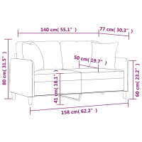 Miniatyr av produktbild för 2-sits soffa med prydnadskuddar ljusgrå 140 cm tyg
