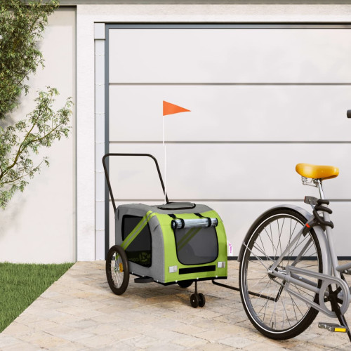 vidaXL Cykelvagn för djur grön och grå oxfordtyg och järn
