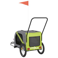 Miniatyr av produktbild för Cykelvagn för djur grön och grå oxfordtyg och järn