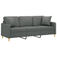 Miniatyr av produktbild för 3-sits soffa med prydnadskuddar mörkgrå 180 cm tyg