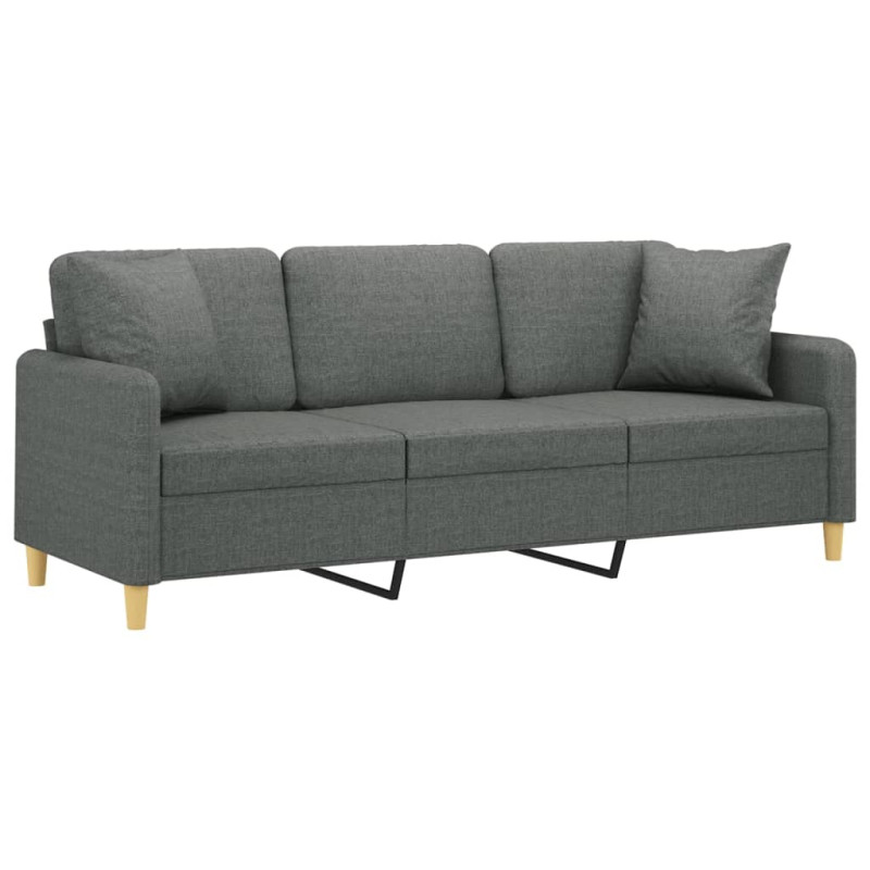Produktbild för 3-sits soffa med prydnadskuddar mörkgrå 180 cm tyg
