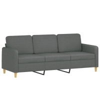 Miniatyr av produktbild för 3-sits soffa med prydnadskuddar mörkgrå 180 cm tyg