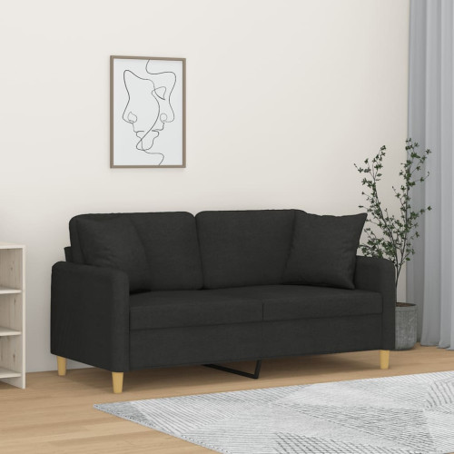 vidaXL 2-sits soffa med prydnadskuddar svart 140 cm tyg