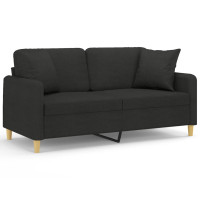 Produktbild för 2-sits soffa med prydnadskuddar svart 140 cm tyg