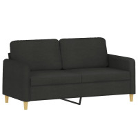 Produktbild för 2-sits soffa med prydnadskuddar svart 140 cm tyg