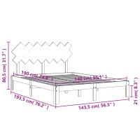 Produktbild för Sängram utan madrass 140x190 cm massiv furu