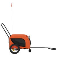 Miniatyr av produktbild för Cykelvagn för djur orange och svart oxfordtyg och järn