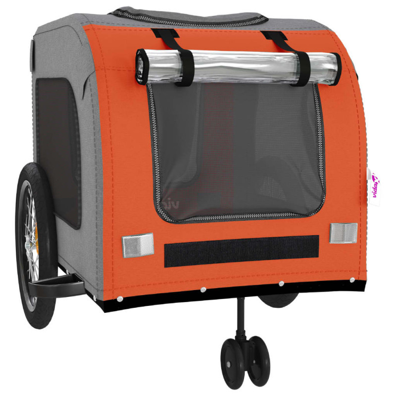 Produktbild för Cykelvagn för djur orange och grå oxfordtyg och järn
