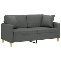 Miniatyr av produktbild för 2-sits soffa med prydnadskuddar mörkgrå 140 cm tyg