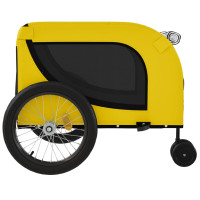 Produktbild för Cykelvagn för djur gul och svart oxfordtyg och järn