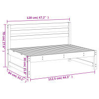 Produktbild för Mittensoffa grå 120x80 cm massiv furu