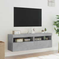 Produktbild för Väggmonterad tv-bänk LED 2 st betonggrå 60x30x40 cm