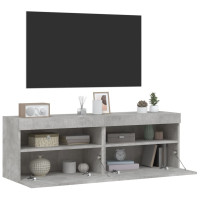 Produktbild för Väggmonterad tv-bänk LED 2 st betonggrå 60x30x40 cm