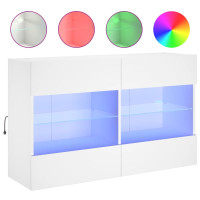 Produktbild för Väggmonterad tv-bänk LED vit 98,5x30x60,5 cm