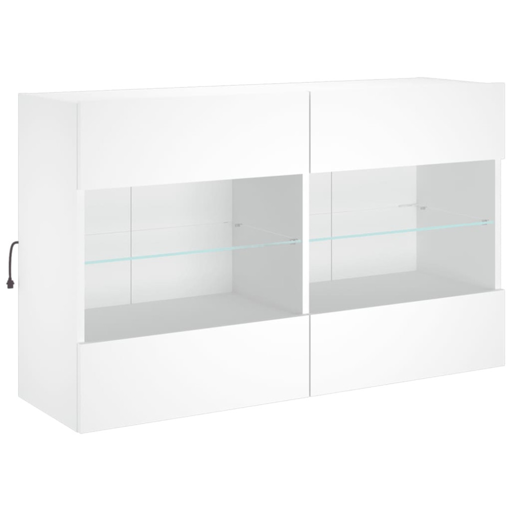 Produktbild för Väggmonterad tv-bänk LED vit 98,5x30x60,5 cm