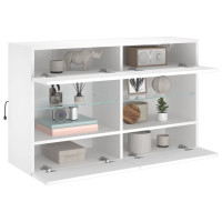 Produktbild för Väggmonterad tv-bänk LED vit 98,5x30x60,5 cm