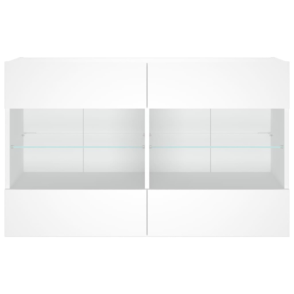 Produktbild för Väggmonterad tv-bänk LED vit 98,5x30x60,5 cm