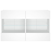 Produktbild för Väggmonterad tv-bänk LED vit 98,5x30x60,5 cm