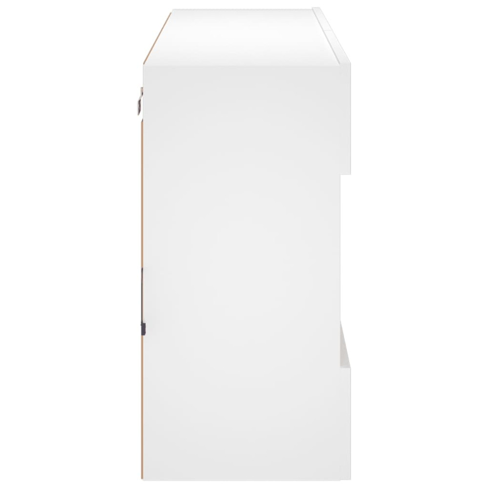 Produktbild för Väggmonterad tv-bänk LED vit 98,5x30x60,5 cm