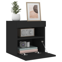 Produktbild för Väggmonterad tv-bänk LED svart 40x30x40 cm