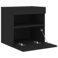Produktbild för Väggmonterad tv-bänk LED svart 40x30x40 cm