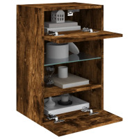 Produktbild för Nástenné skrinky s LED osvetlením pre TV 2 st rökfärgad ek 40x30x60,5 cm