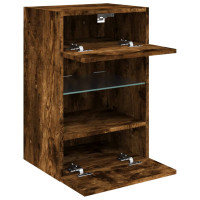 Produktbild för Nástenné skrinky s LED osvetlením pre TV 2 st rökfärgad ek 40x30x60,5 cm
