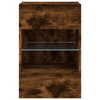 Produktbild för Nástenné skrinky s LED osvetlením pre TV 2 st rökfärgad ek 40x30x60,5 cm
