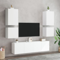 Produktbild för Väggmonterad tv-bänk 2 st vit 40,5x30x40 cm konstruerat trä